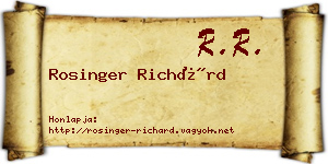 Rosinger Richárd névjegykártya